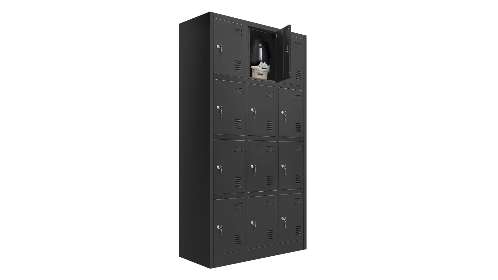12-Doors Steel Gym Office School Home Stationary Storage Locker Cabinet - Black