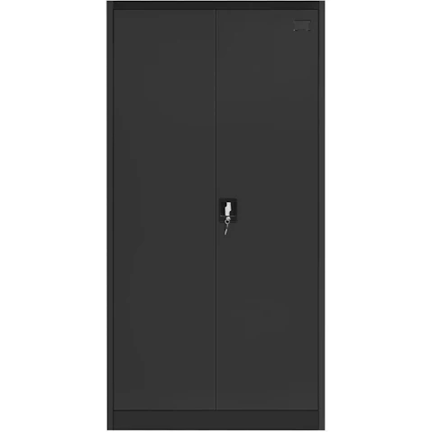 185cm Lockable Cupboard 2-Door 4 Shelves Steel Filing Storage Cabinet