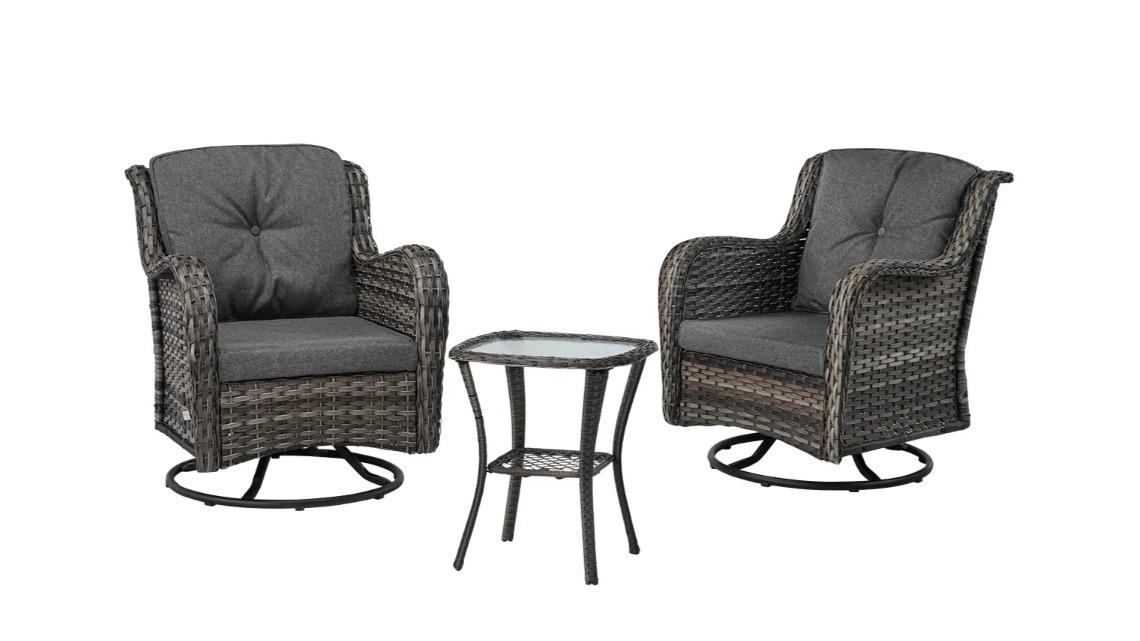 Piece Garden Rocking Chair Swivel Wicker Sofa Patio Set Harvey