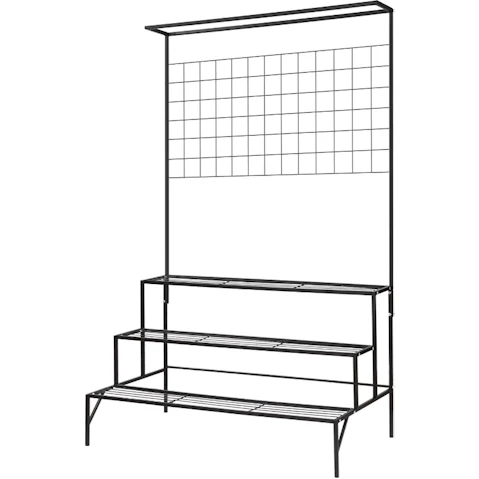 3-Tier Metal Outdoor Hanging Plant Stand Garden Storage Rack - Large