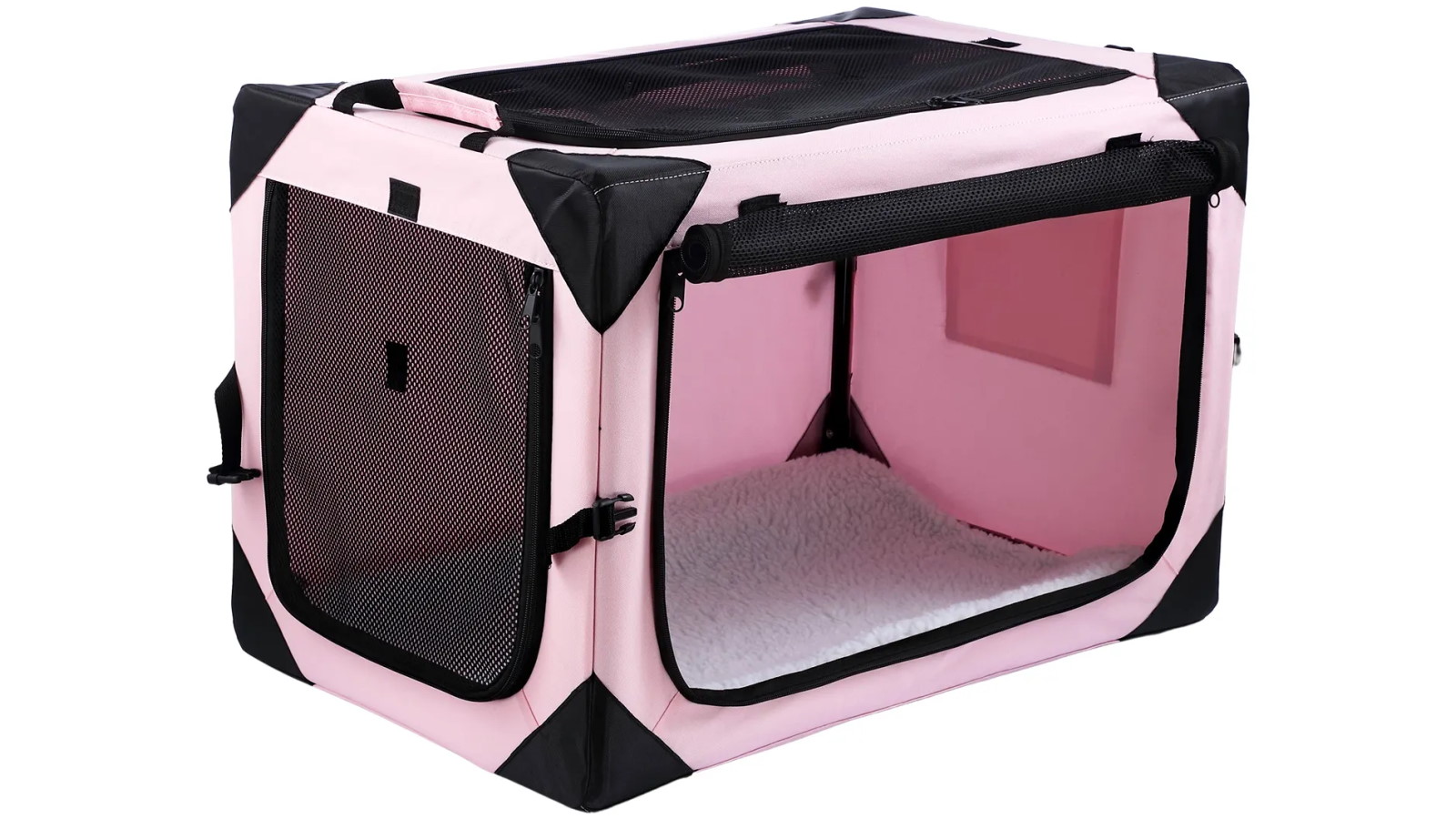 Pet Scene Medium Foldable Soft Pet Crate Cage - Pink
