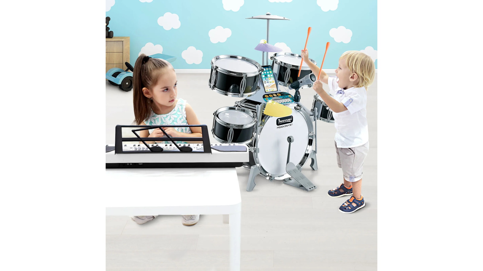 Kids Jazz Drum Set Musical Educational Instrument Toy Kit with