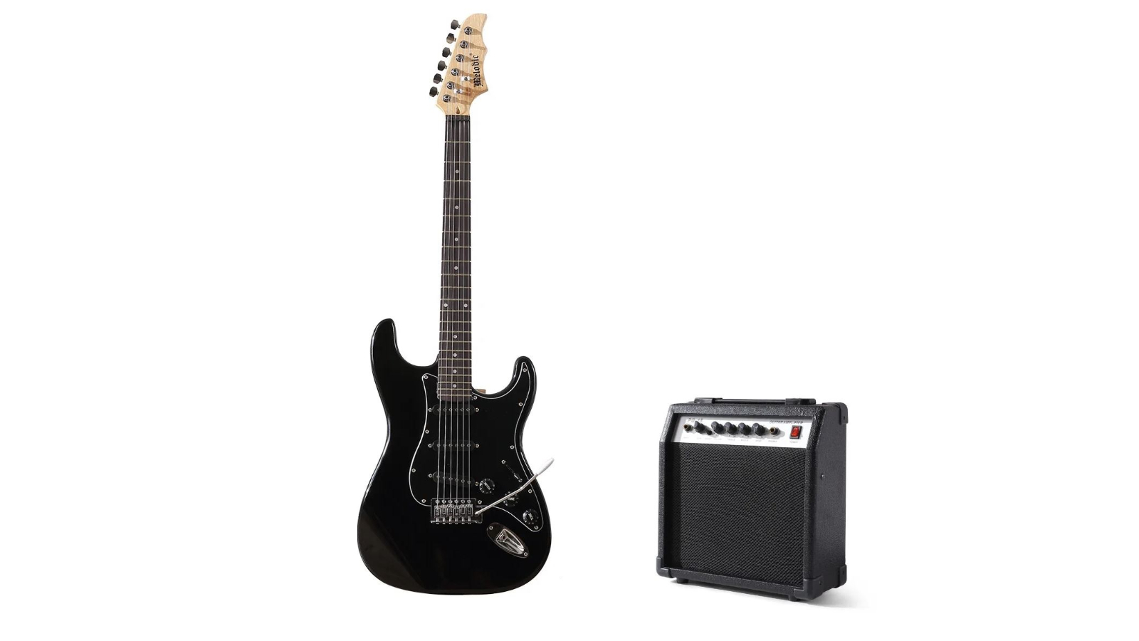 Melodic Full-Size Electric Guitar with Bonus Amplifier - Black