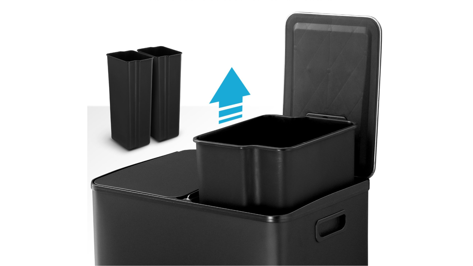 Maxkon 60 Litre Stainless Steel Dual Compartment Soft Closing Lid