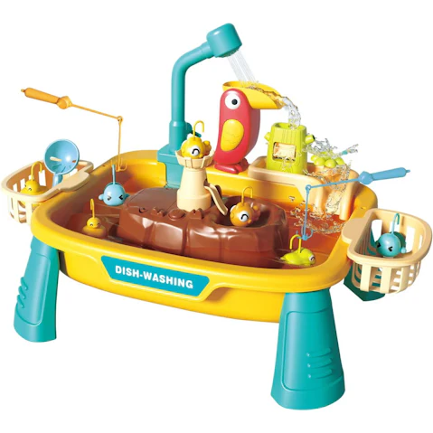 Electric Fishing Game Table Backyard Activity Pretend Set with with Running Water