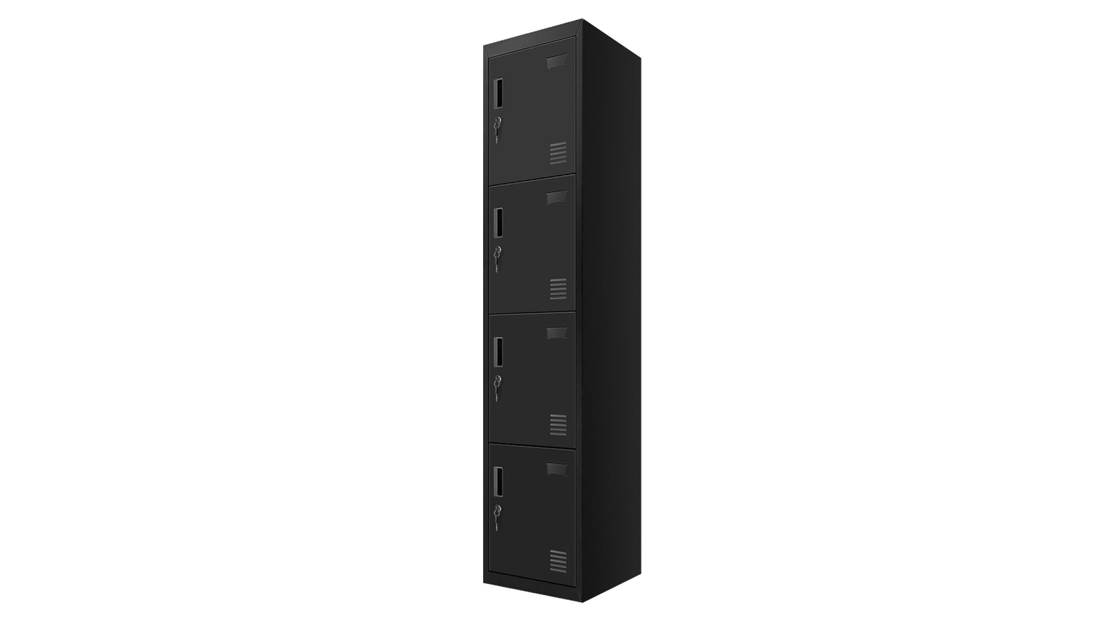 185cm Metal Locker Cupboard Organizer 4-Doors Lab Dorm Steel Filing Storage Cabinet - Black