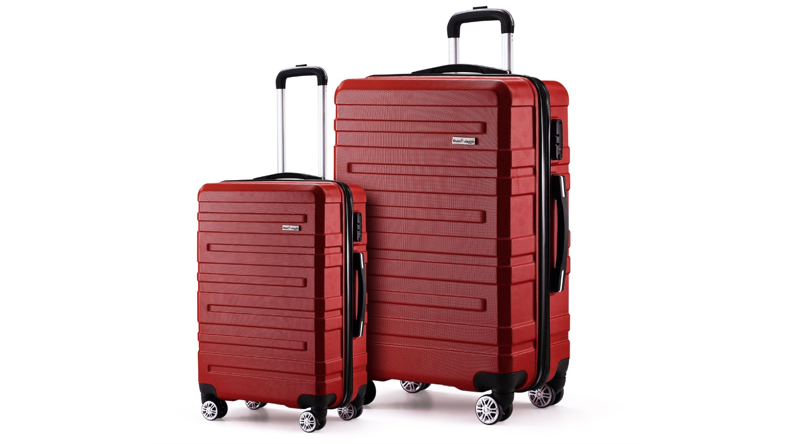 Buon Viaggio 2 Piece Luggage Set Carry-on Hard Shell Suitcase - Red