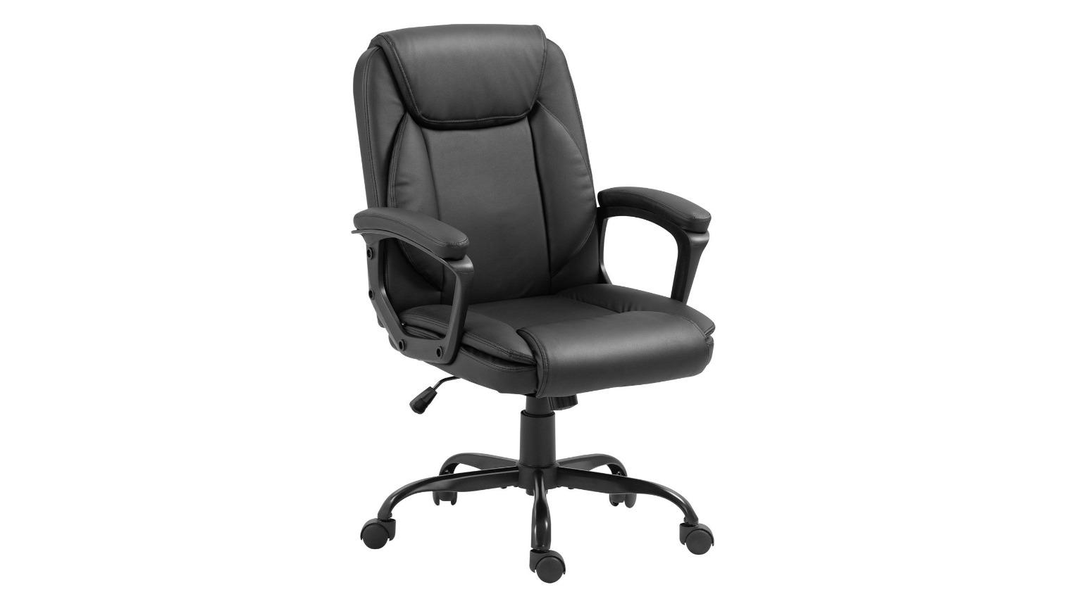 Neader Computer Study Adjustable Swivel Recliner PU Ergonomic Office Chair Black Harvey Norman