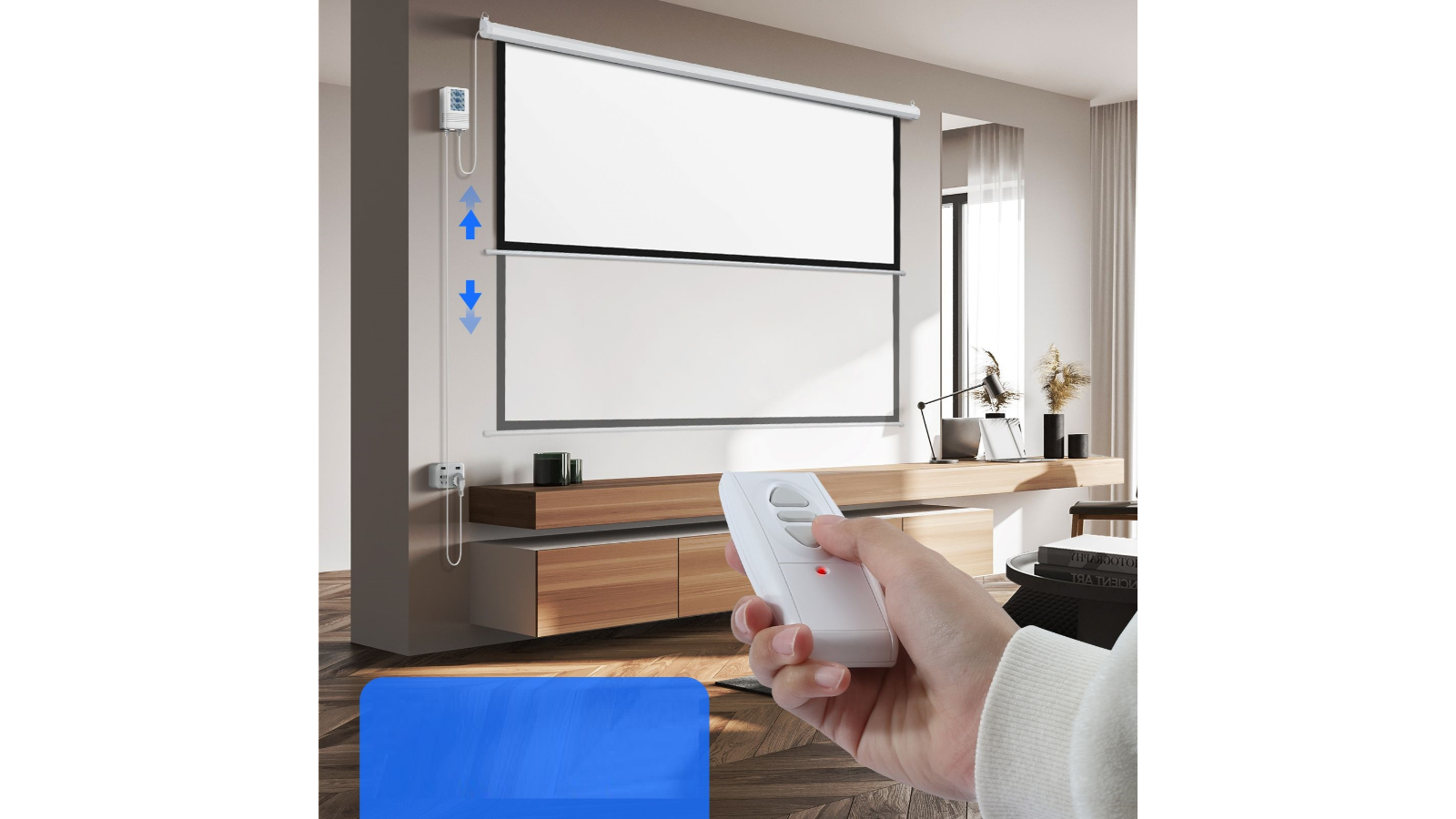 Large Motorised Electric Ceiling Wall Mounted Roll Up Down Screen ...