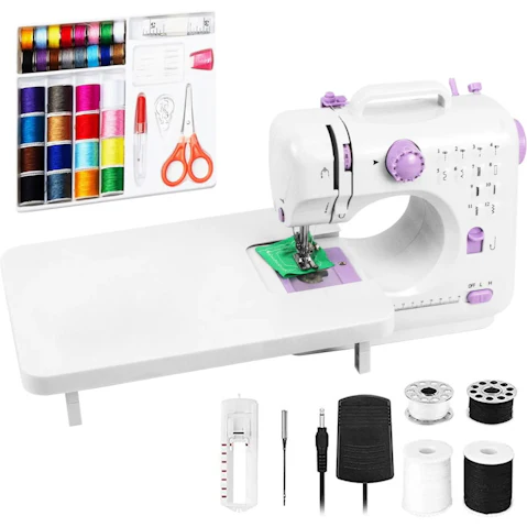 Electric Mini Sewing Machine with Extension Table & 12 Stitch Patterns