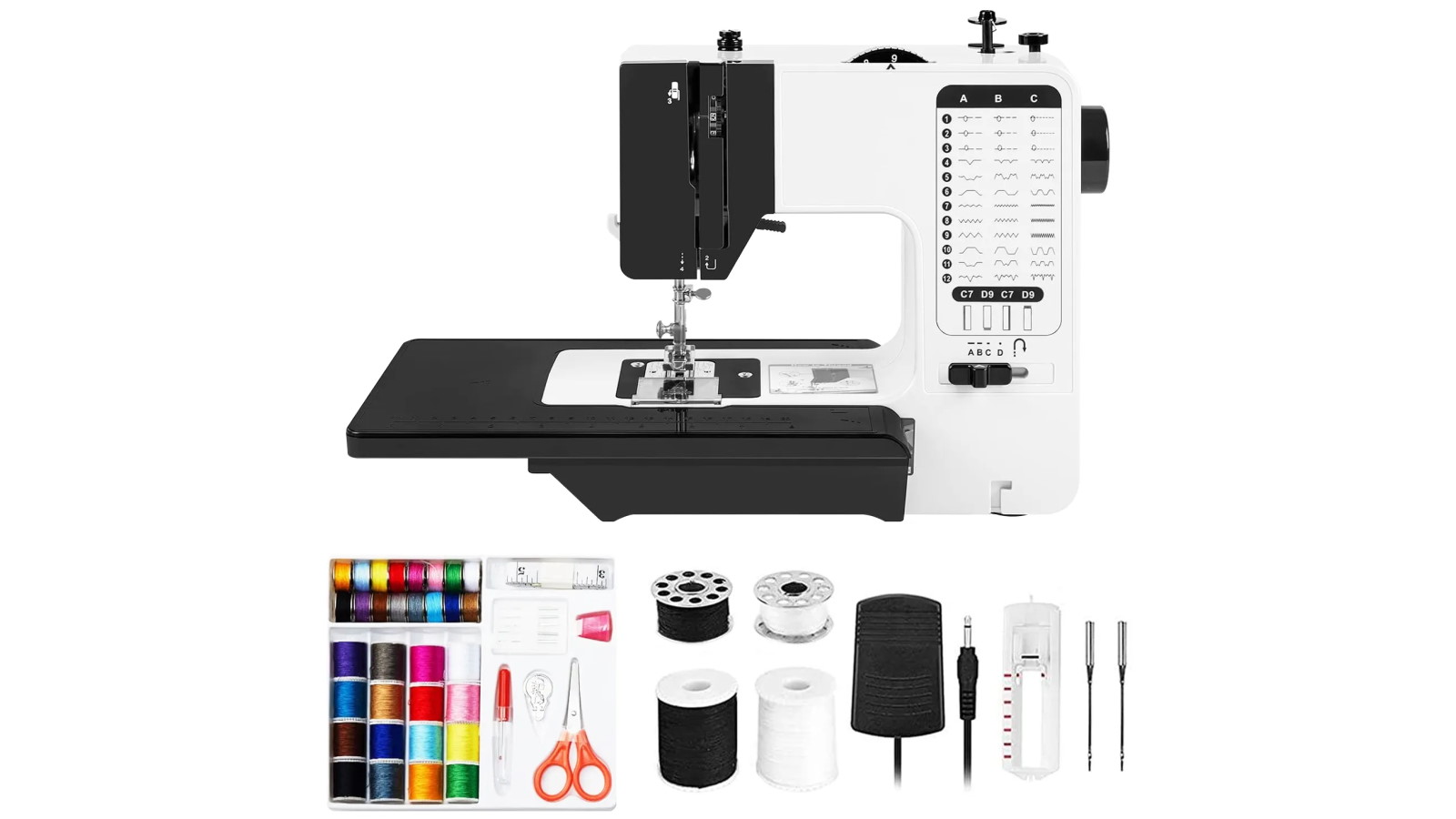 Electric Mini Sewing Machine with Extension Table & 38 Stitch Patterns