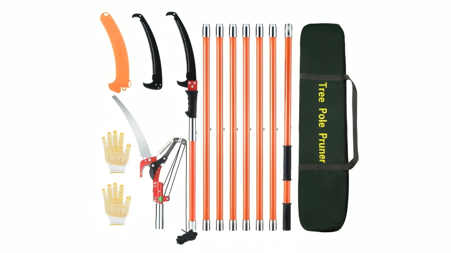 Manual Extendable Pole Tree Cutter Saw with 8 Fibreglass Rods Sharp Steel Blades Scissor