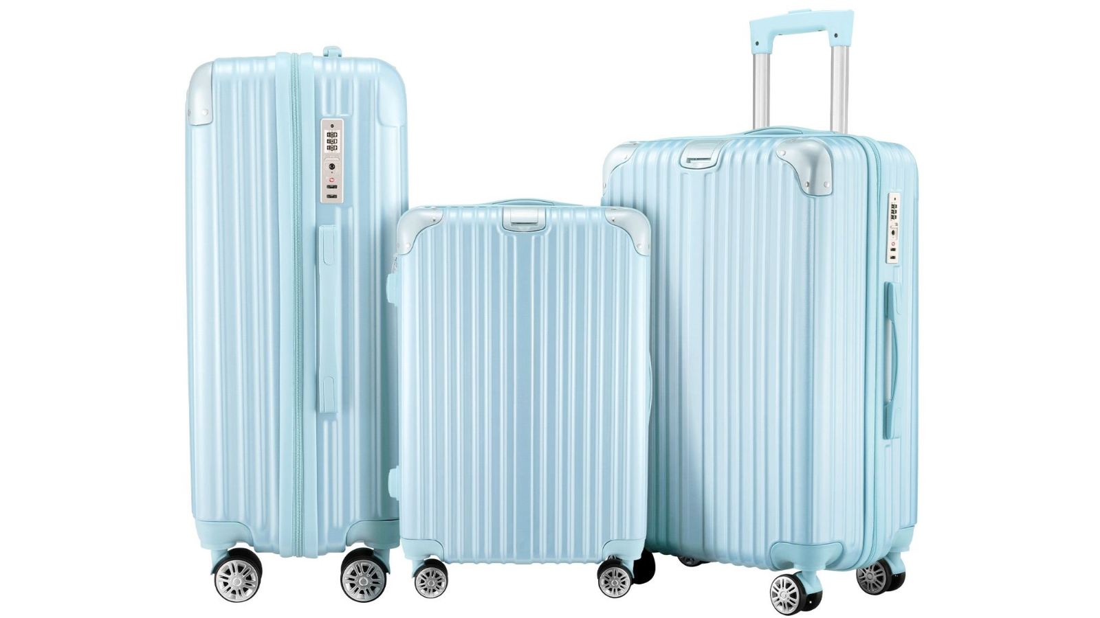 Buon Viaggio Set of 3 Carry On Hard Shell Case Luggage - Pale Blue