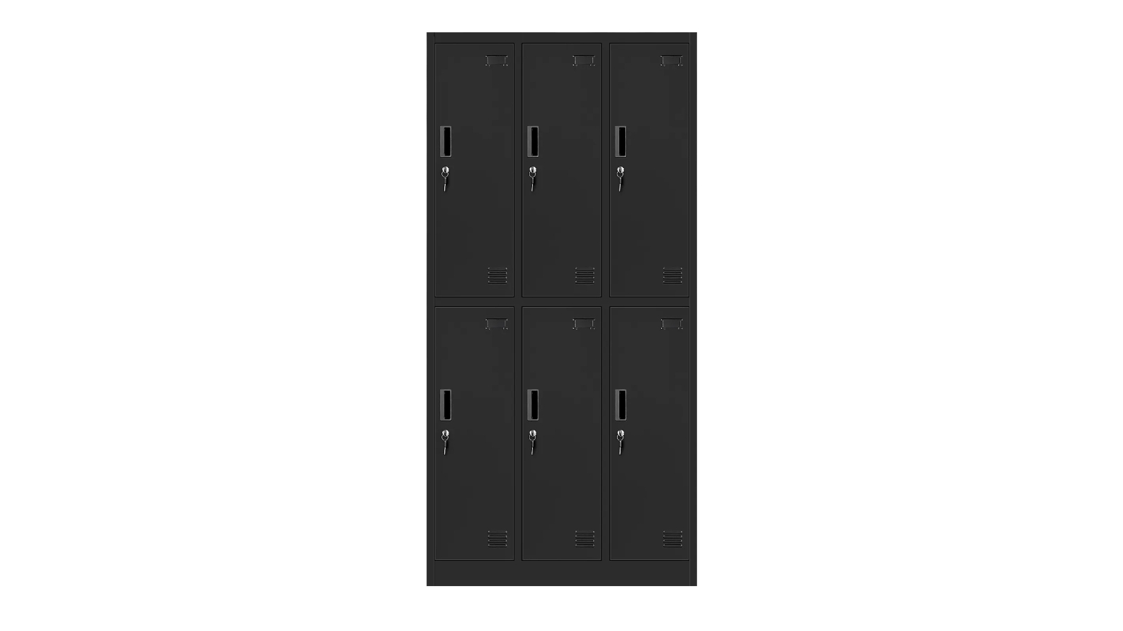 6-Door Heavy Duty Metal Locking Organiser Steel Storage Cabinet for Office School Gym Home Garage - Black 