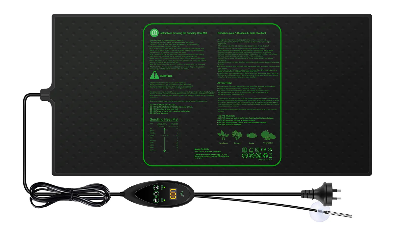 30W Seedling Heating Mat with Temperature Controller - 50x25cm