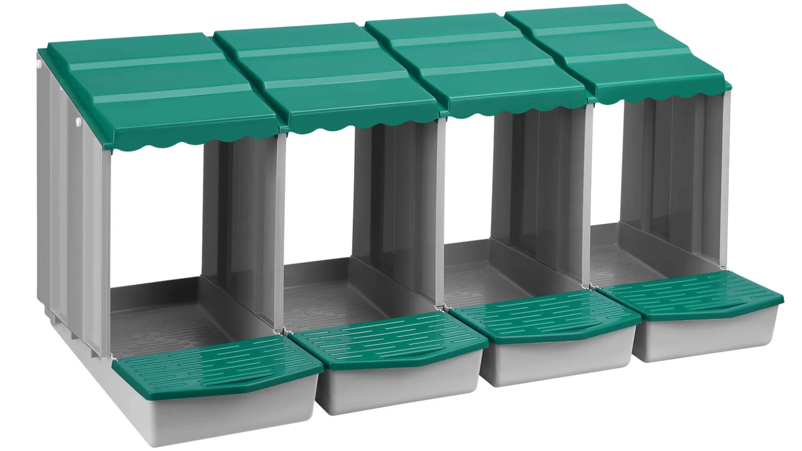 Pet Scene 4-Hole Chicken Nesting Box Chook Hen Poultry Roll Away Laying Box - Grey/Green