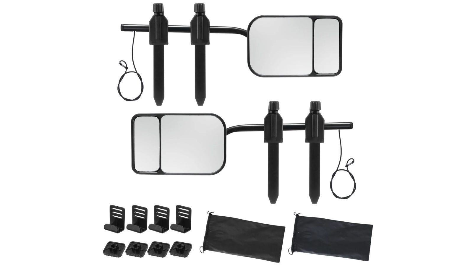 Crazy Sales 2 Towing Mirrors Car Safety Convex Flat Mirror Pair Clamp On Clipon Caravan Side 4X4 Trailer