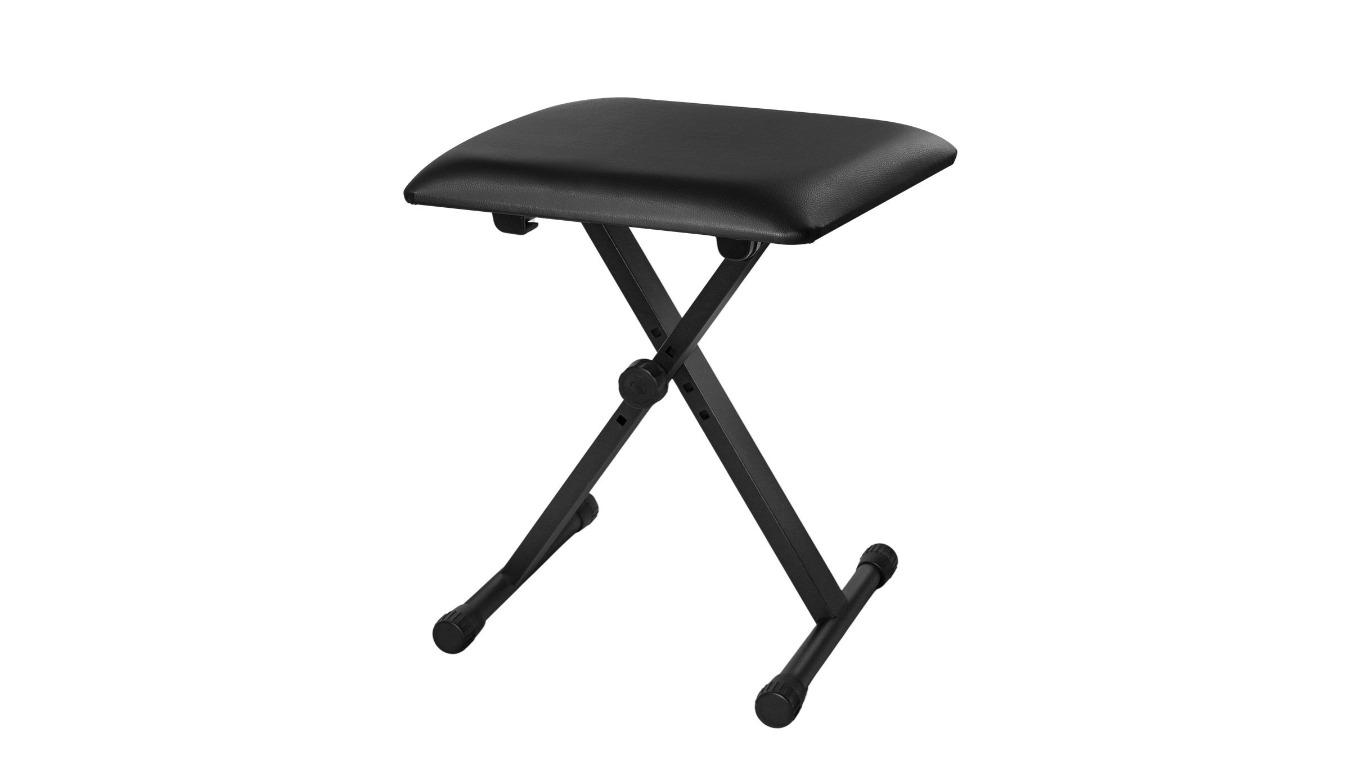 Black Adjustable X-Style PU Padded Cushion Steel Frame Bench for Digital Keyboard Piano