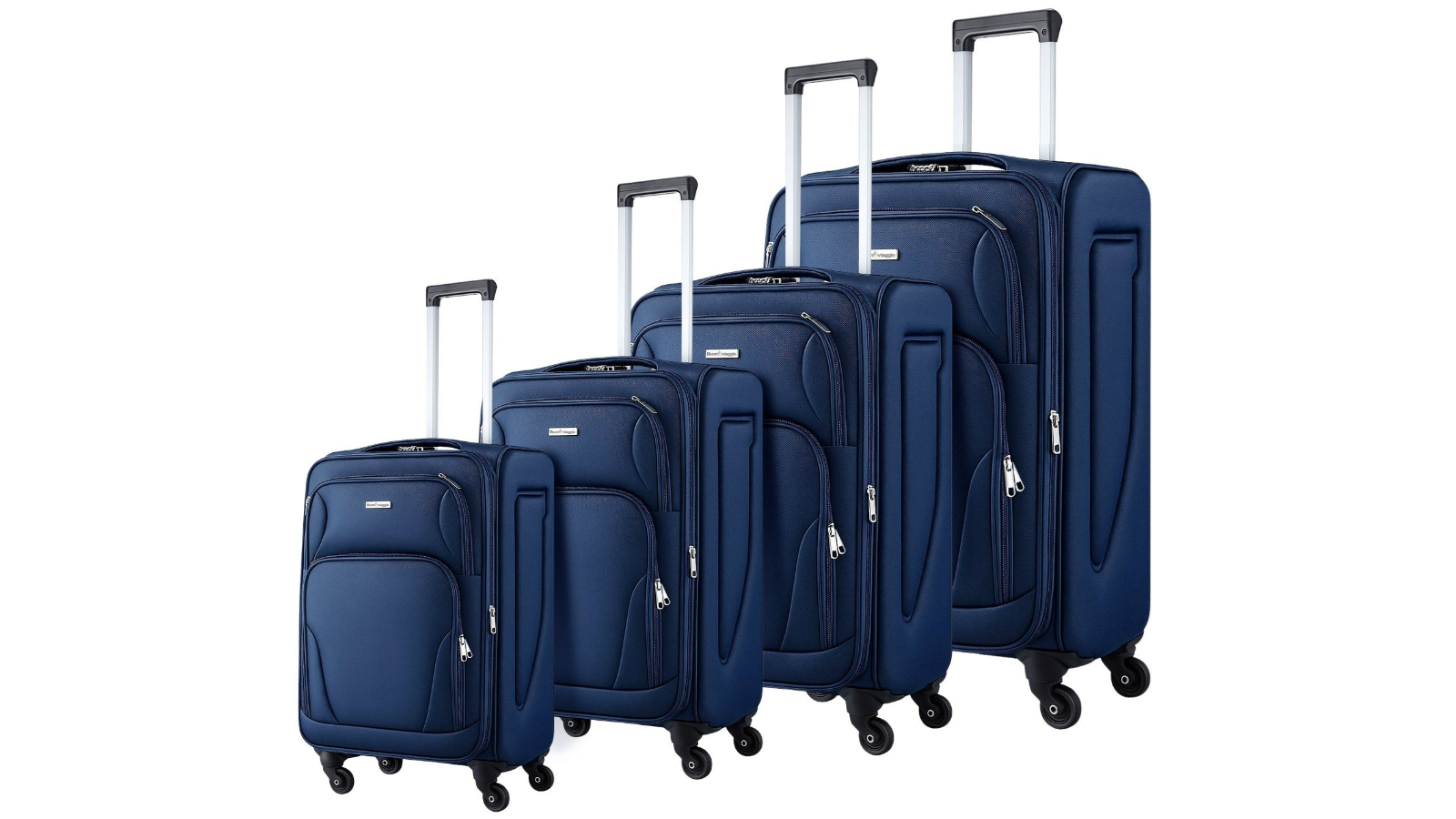 Buon Viaggio 4 Piece Soft Sided TSA Lock Expandable Hand Baggage Trolley Set - Blue