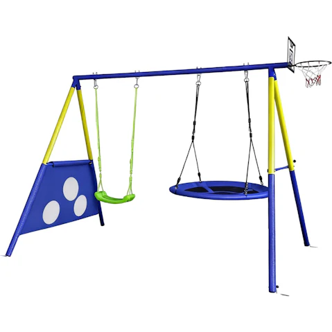 Crazy Sales 4-in-1 Metal Stand Swing Basketball Hoop Flying Saucer Children Sensory Playset