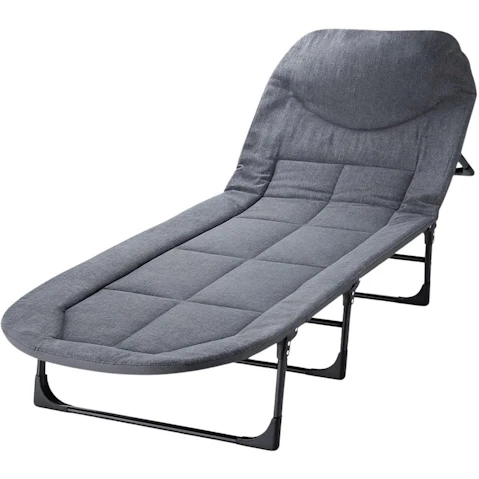 Folding Bed Cot Camping Lounger Sleeping Adjustable to 6-Position - 190x66cm