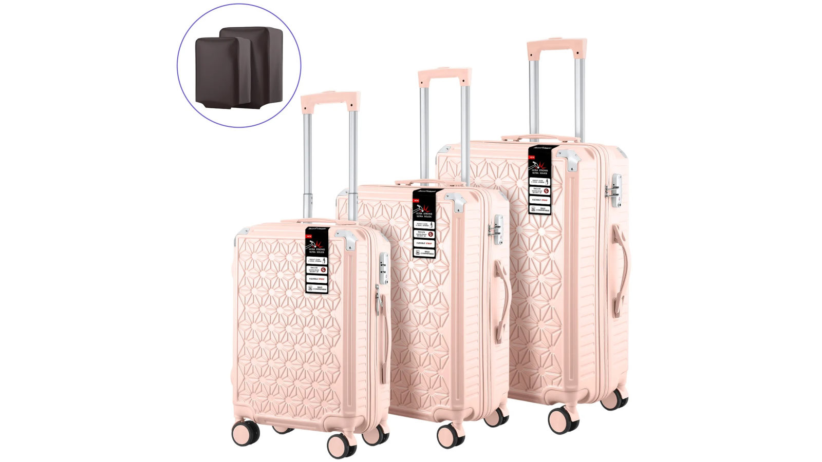 Buon Viaggio 3 Piece Luggage Set Suitcases Carry On Traveller Bags Hard Shell Trolley 