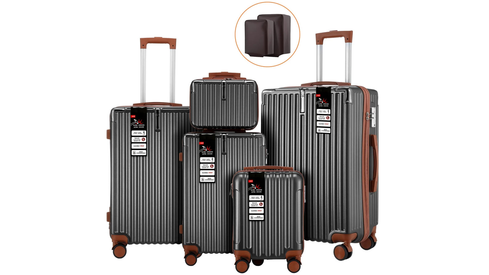 Buon Viaggio 5 Piece Suitcases Luggage Set Carry Hard Shell 