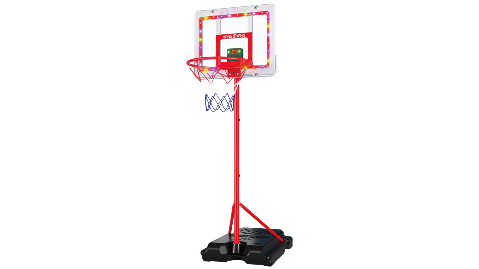 Outdoor 1.2m - 2.5m Portable Basketball Hoop Stand System LED Backboard Scoreboard