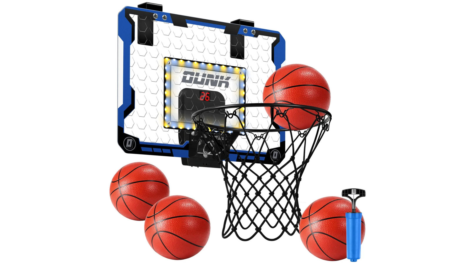 Mini Basketball Hoop Over the Door Goal Ring LED Scoreboard 39x28cm