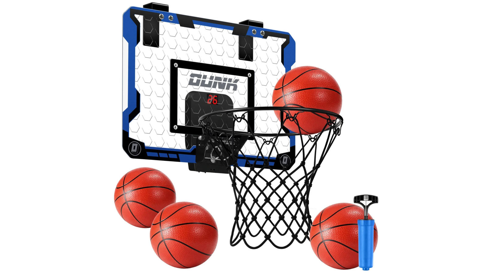 Basketball Hoop Backboard Scoreboard Ring System Set Over the Door