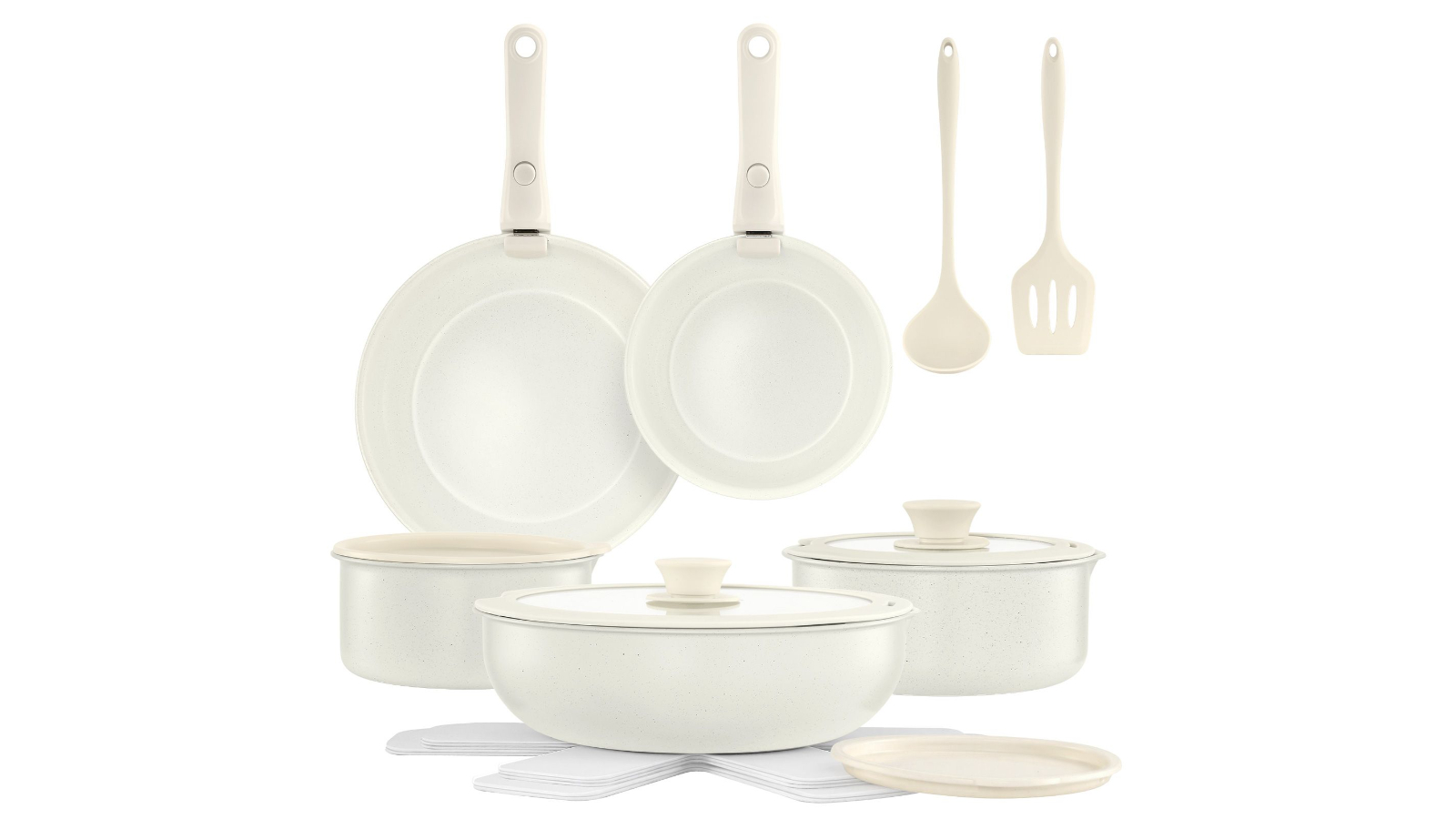 Set of 18 Non-Stick Cookware with Removable Handle