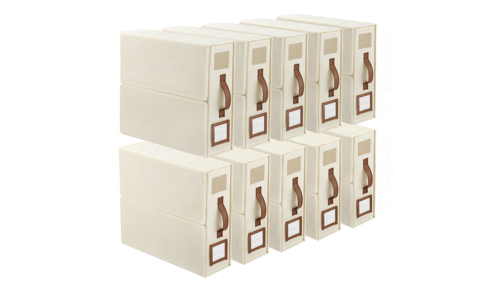 Pack of 10 Foldable Bedding Organiser with Clear Window, Label and Handle