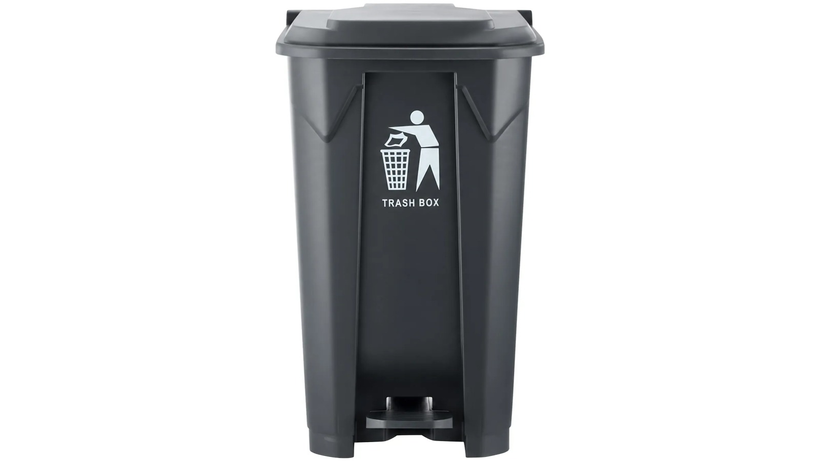 100L Large Plastic Pedal Rubbish Bin with Lid - Grey