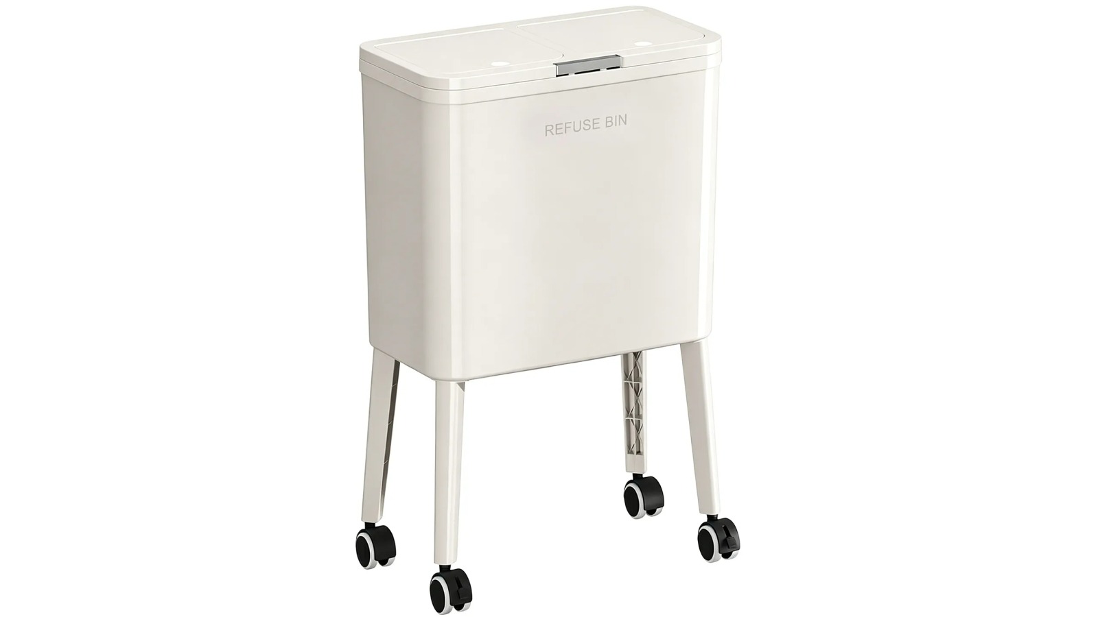 Elevated Rubbish Recycling Bin with Wheels and 2 Compartments