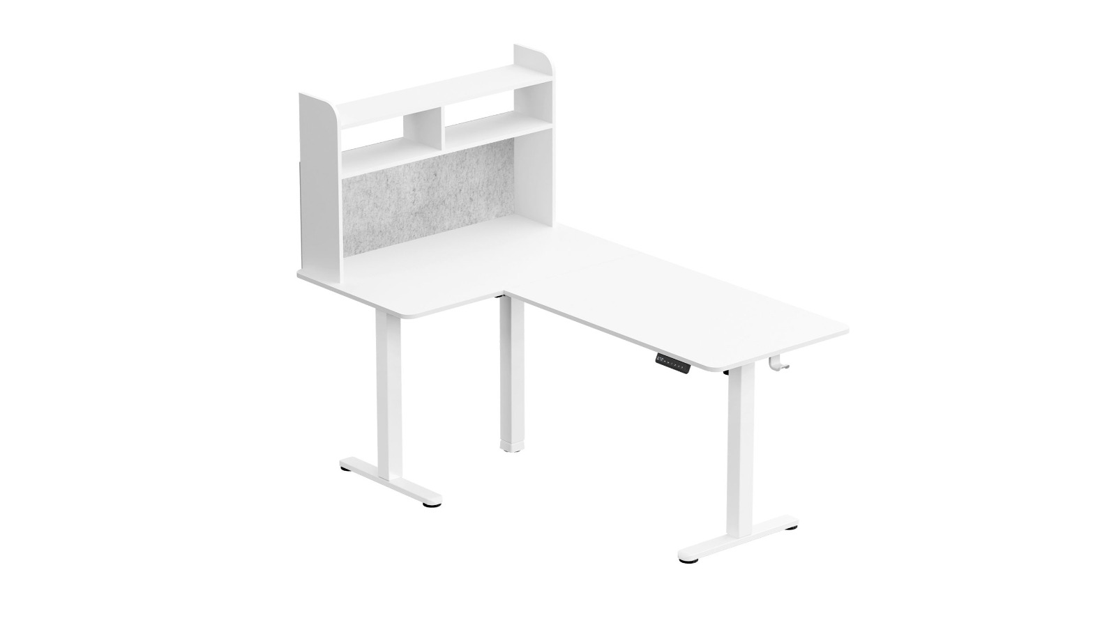 L-Shaped Electric Standing Desk with Shelf