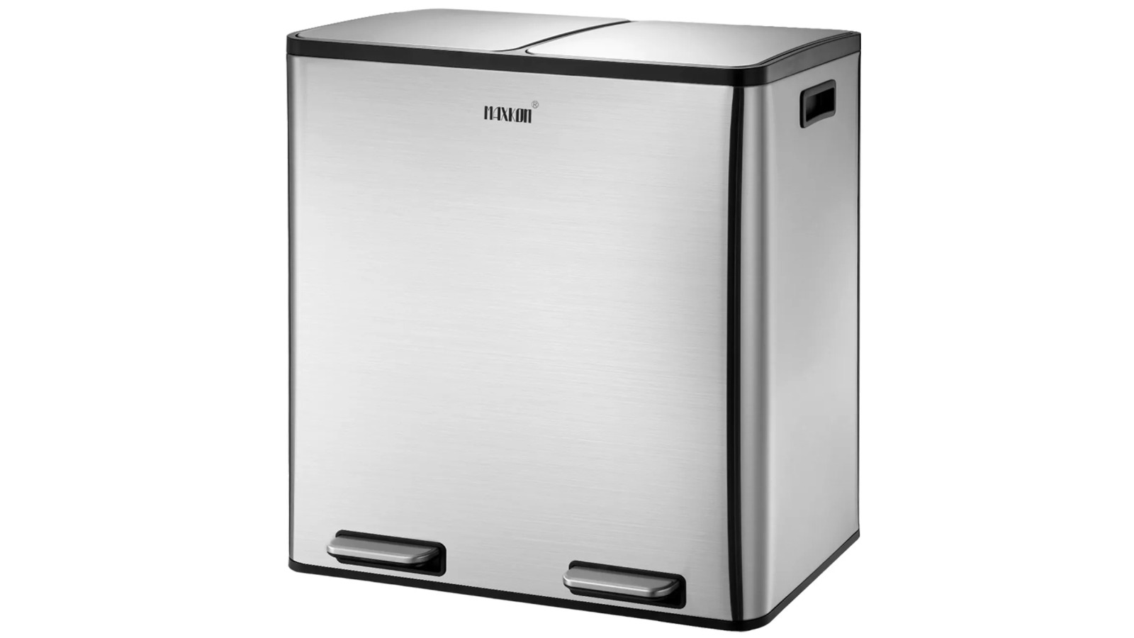 Maxkon 60L Stainless Steel Rubbish Bin with Dual Compartment and Soft Close Lids