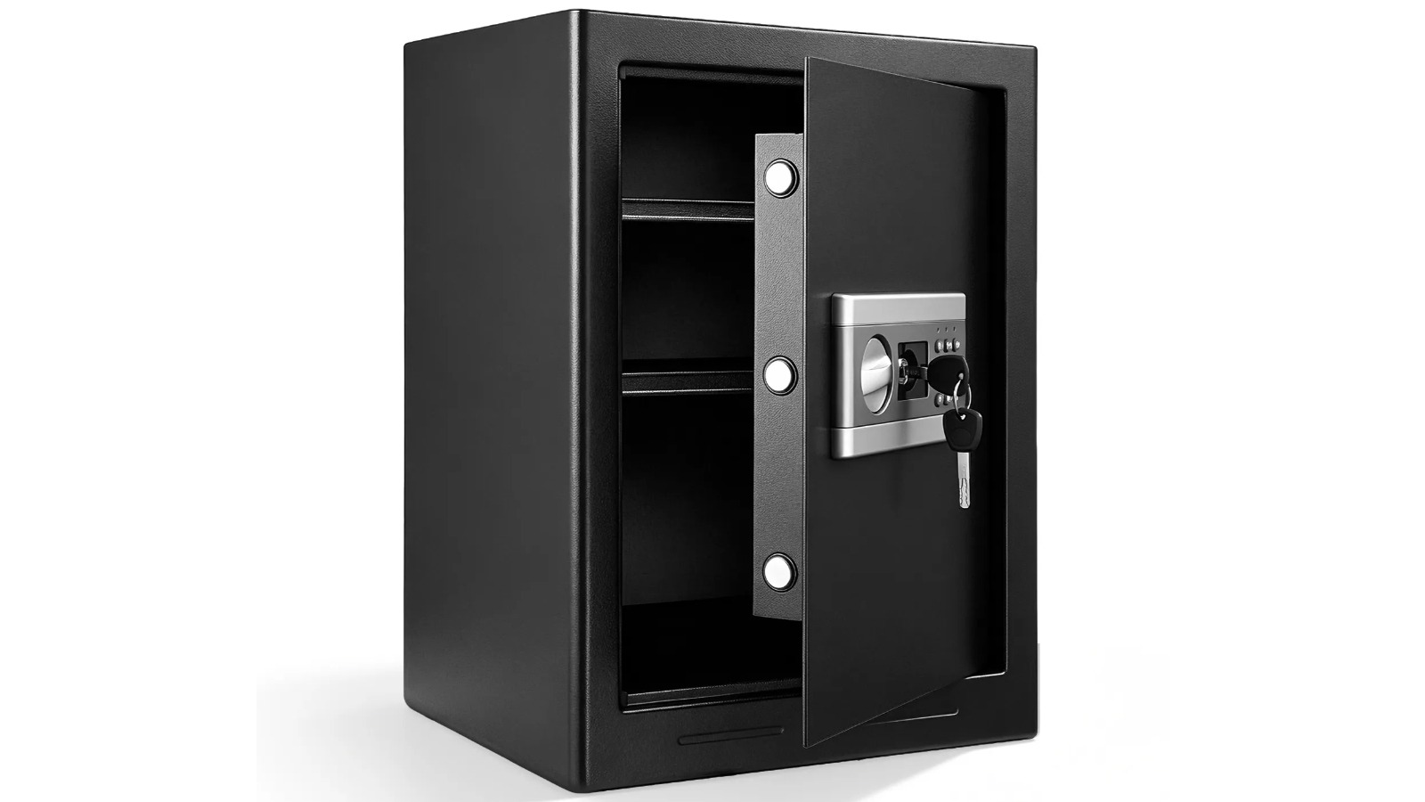 Steel Security Safe Lock Box with Electronic Keypad and Storage Shelf