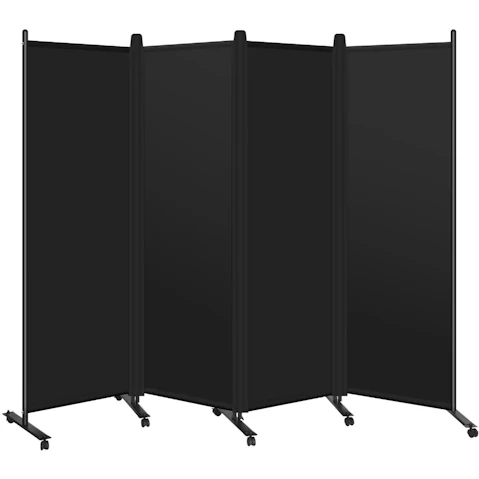4-Panel Portable Room Divider with Lockable Wheel