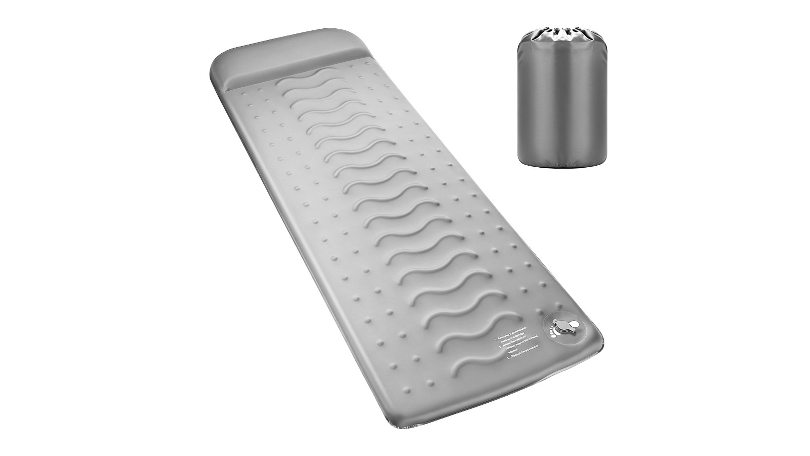 Inflatable Sleeping Pad with Built-in Foot Pump and Pillow