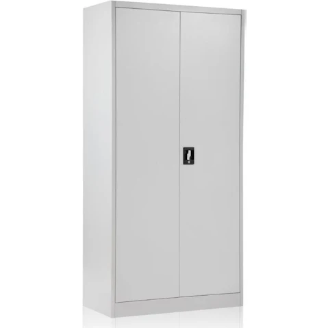Office 2-Door 180cm File Locker Steel Storage Cabinet - Grey/White