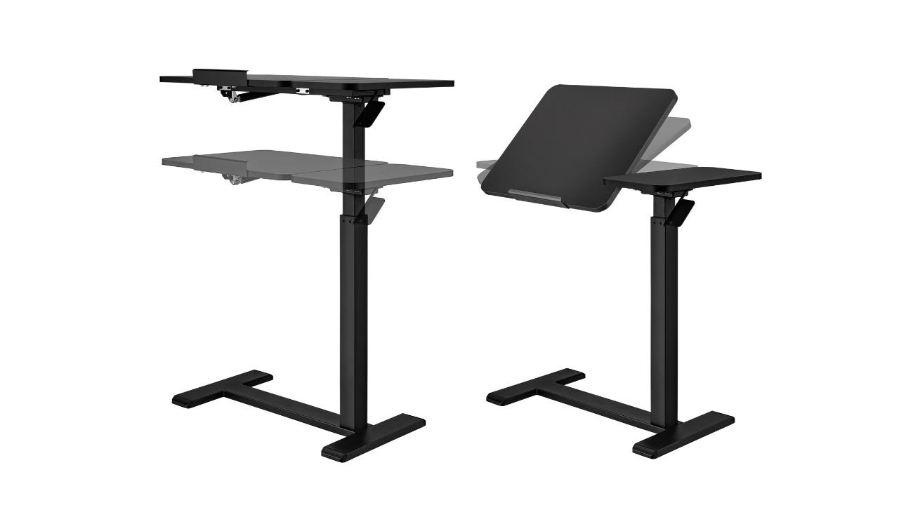 Pneumatic System Adjustable Tilt Laptop Standing Desk with Wheels ...