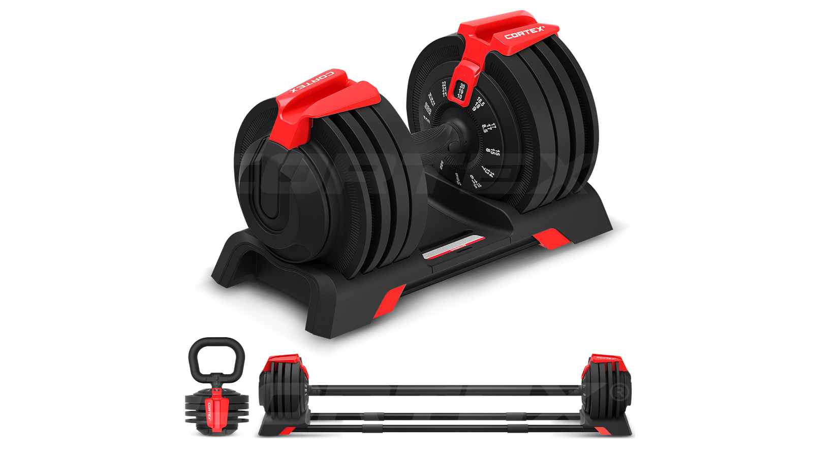 Cortex Revolock V2 24kg Adjustable Steel Dumbbell Barbell Kettlebell All-in-One (Single)