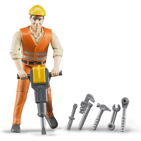 Bruder Construction Worker With Accessories - Bruder Bworld 60020