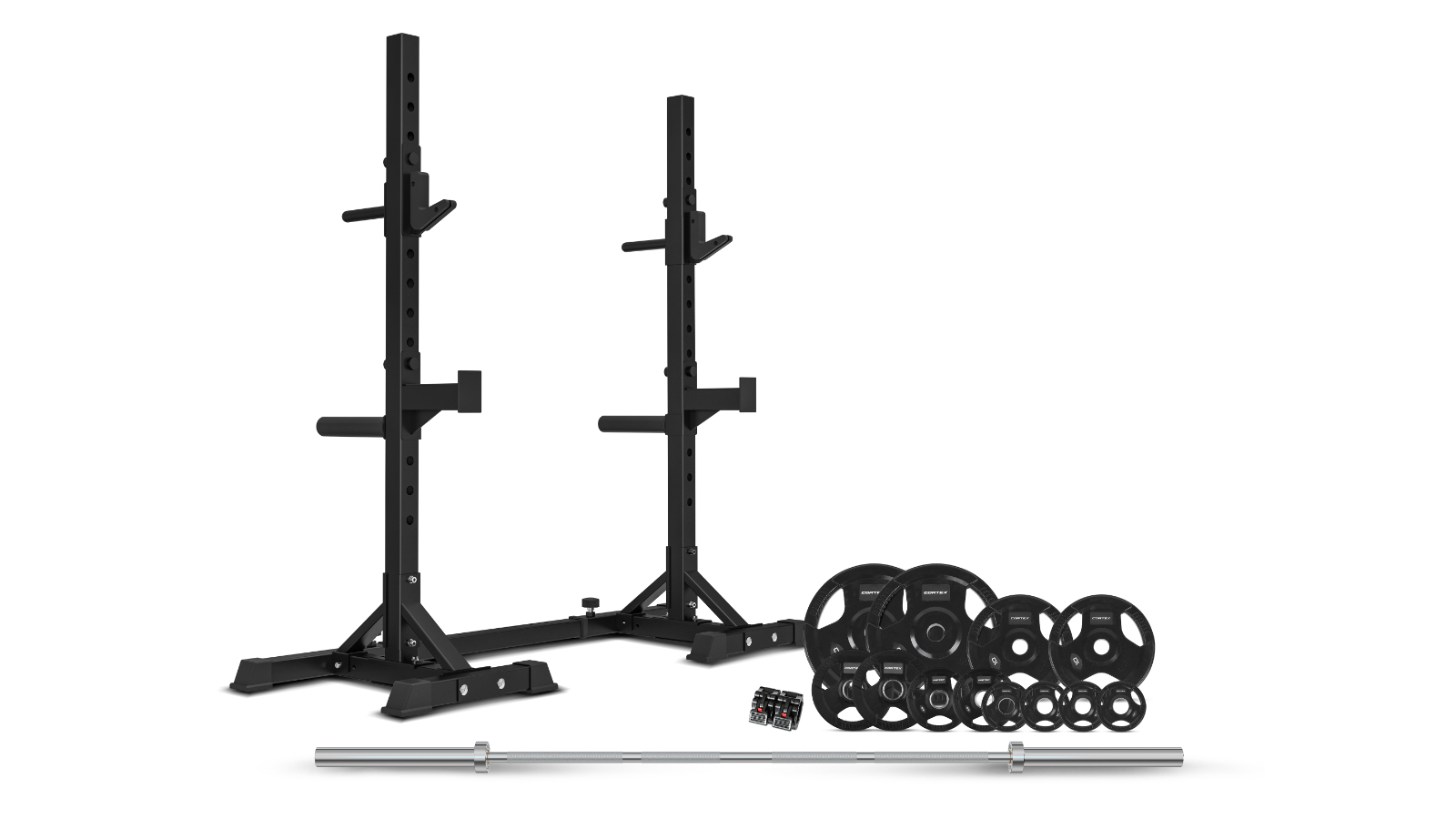 Cortex SR-10 Squat Rack Package + Olympic Tri-Grip Weight Plates Package - 100kg