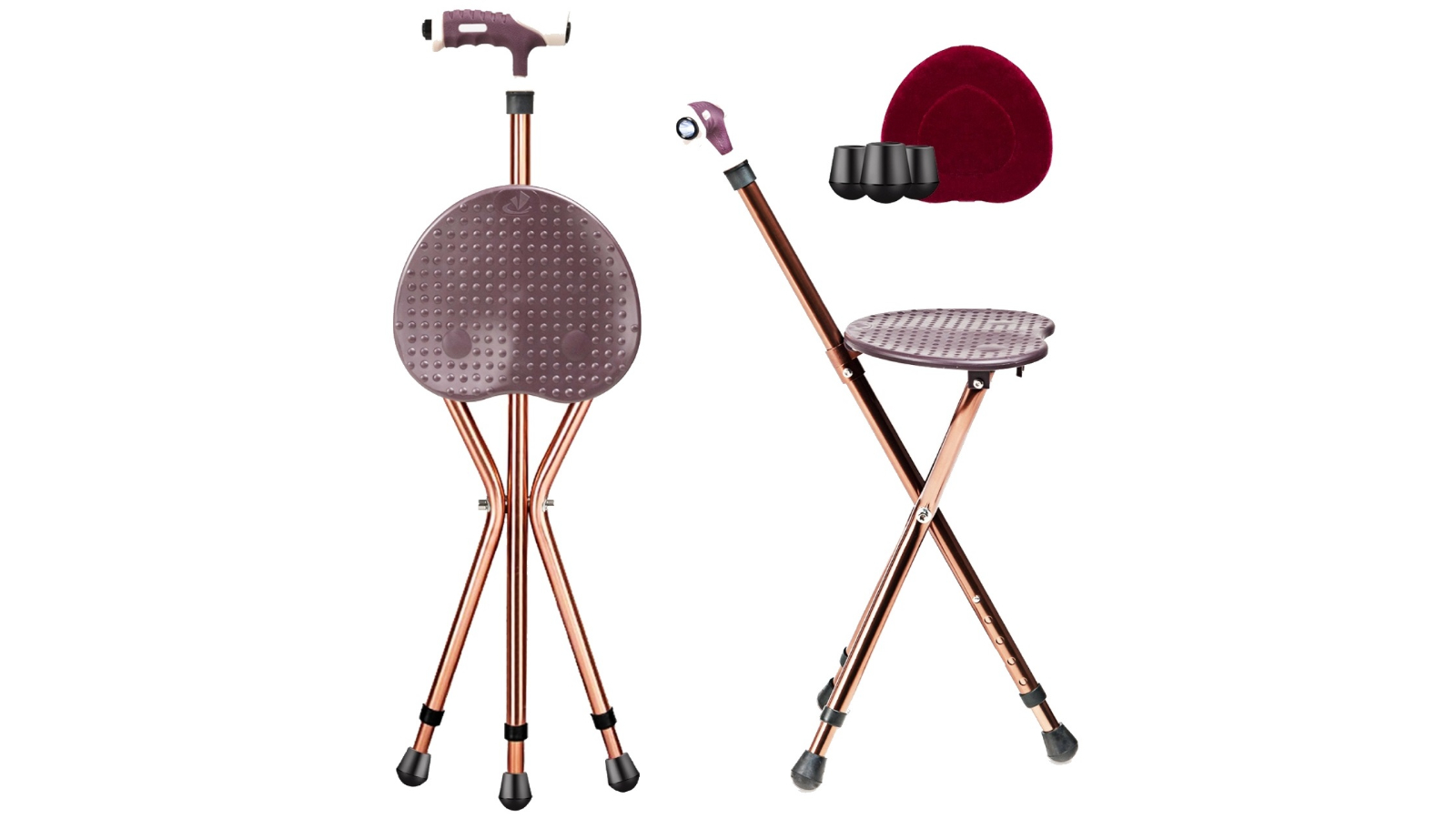 Costway Folding Aluminum Walking Stick with Adjustable Seat