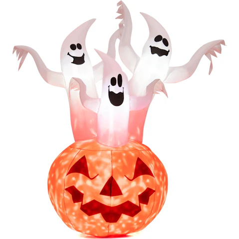 Costway 182cm Halloween Inflatables Scary Pumpkin and Ghost with Lights