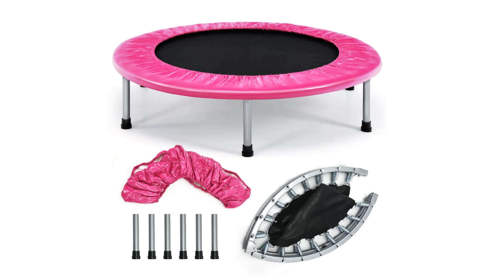 Costway 96cm Foldable Mini Trampoline - Pink