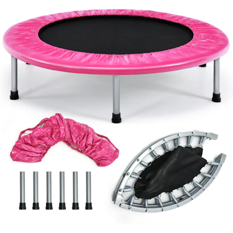 Costway 96cm Foldable Mini Trampoline - Pink