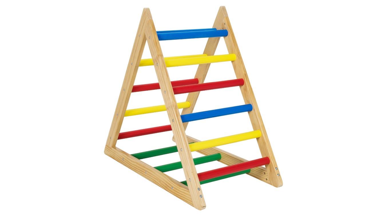 Costway Kids Wood Climbing Triangle Frame Toy with Ladder