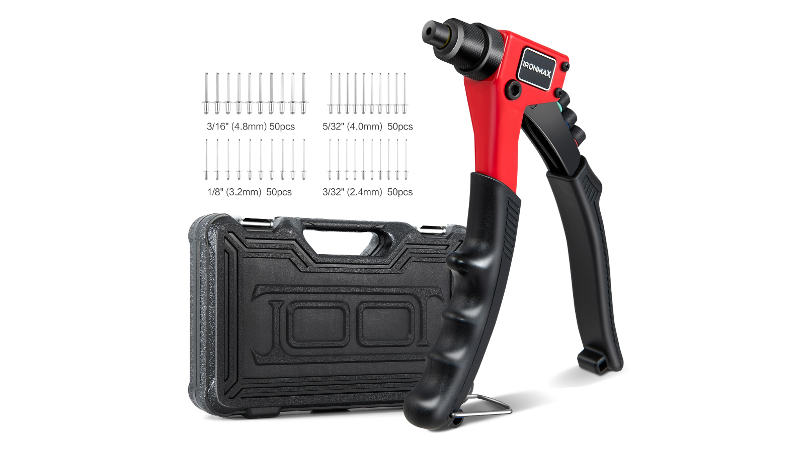 Costway Single Hand Manual Rivet Gun Kit with 4 Tool-Free Interchanger ...